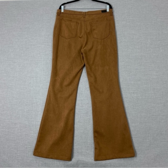 Sofia Jeans Melisa Flare Pants Womens 16 Brown Button Fly Soft Suede Feel - Picture 3 of 14